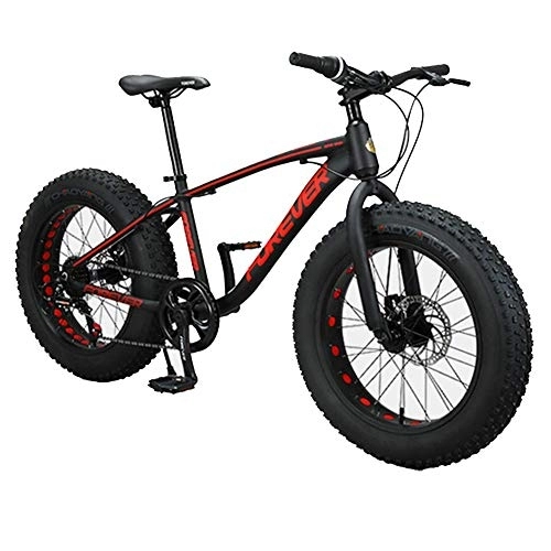 Fat Tyre Bike : WJSW Kids Mountain Bikes, 20 Inch 9-Speed Fat Tire Anti-Slip Bikes, Aluminum Frame Dual Disc Brake Bicycle, Hardtail Mountain Bike, Black