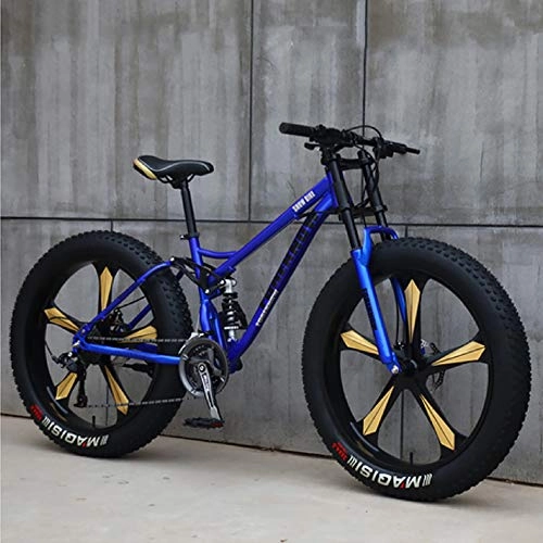 Fat Tyre Bike : WSZGR Cruiser Bicycle Beach Ride Travel Sport Mountain Bikes, Fat Bike 26 Inch 27 Speed Mountain Bicycle, Adult Road Bike Blue 5 Spoke 26", 27-speed