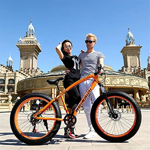 Fat Tyre Bike : WYX Mountain Bike Snow Bike Cycling 21 Speed 24 / 26 Inch High-Carbon Steel Shock Suspension Bicycle Variable Speed Dual Brake, d, 24" 21speed