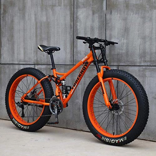 Fat Tyre Bike : XBSLJ Mountain Bikes, Mountain Bikes, 24" 26 Inch Fat Tire Hardtail Mountain Bike, Dual Suspension Frame and Suspension Fork All Terrain Mountain Bike, blue, 24 inch 7 speed