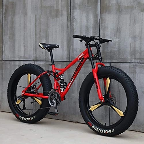 Fat Tyre Bike : XBSXP 26 Inch Mountain Bikes Adult Mountain Bike Adult Boys Girls Fat Tire Mountain Trail Bike High-carbon Steel Frame Anti-Slip Bikes, Red, 26 inch 21 speed