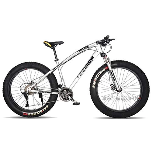 Fat Tyre Bike : XHJZ Mountain Bikes, 24 Inch Fat Tire Hardtail Mountain Bike, Dual Suspension Frame and Suspension Fork All Terrain Mountain Bike, 21 / 24 / 27speed, Spoke, G, 24 speed