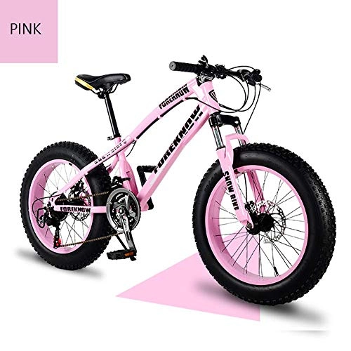 Fat Tyre Bike : XIAOFEI High Grade Style 'Snow Bike Cycle Fat Tyre, 26 / 24 Inch Double Disc Brake Mountain Snow Beach Fat Tire Variable Speed Bicycle, Bike Features Lasting Tyres, Pink, 24