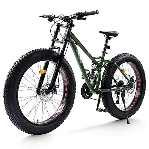 Fat Tyre Bike : XIAOFEI Mountain Bike, Adult Snowmobiles For Men And Women 4.0 Wide Tire Beach Off-Road Vehicle 21-Speed Disc Brake Top Version, Carrying Equipment, Bronze
