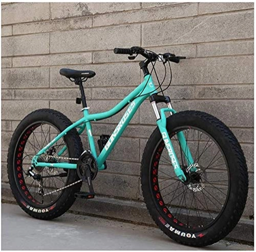 Fat Tyre Bike : XinQing Bike 26 Inch Mountain Bikes, High-carbon Steel Hardtail Mountain Bike, Fat Tire All Terrain Mountain Bike, Women Men's Anti-Slip Bikes (Color : Blue, Size : 27 Speed)