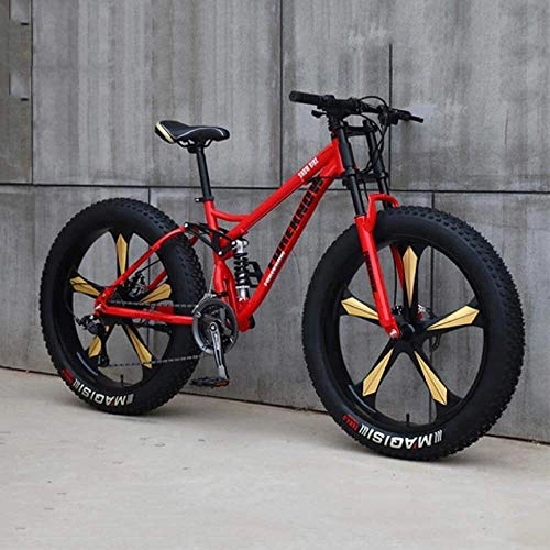 Fat Tyre Bike : XinQing Bike Bicycle, Mountain Bike, 26 Inch 7 / 21 / 24 / 27 Speed Bike, Men Women Student Variable Speed Bike, Fat Tire Mens Mountain Bike (Color : Red, Size : 7 Speed)