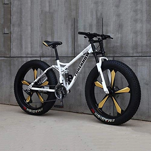 Fat Tyre Bike : XinQing Bike Bicycle, Mountain Bike, 26 Inch 7 / 21 / 24 / 27 Speed Bike, Men Women Student Variable Speed Bike, Fat Tire Mens Mountain Bike (Color : White, Size : 27 Speed)