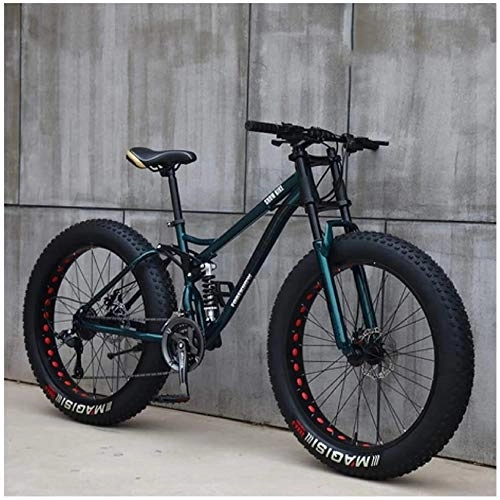 Fat Tyre Bike : XinQing Bike Variable Speed Mountain Bikes, 26 Inch Hardtail Mountain Bike, Dual Suspension Frame All Terrain Off-road Bicycle For Men And Women (Color : 24 Speed, Size : Green)