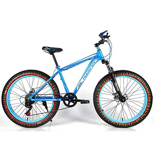 Fat Tyre Bike : YOUSR Hardtail MTB fork suspension Fat Bike With full suspension for men and women Blue 26 inch 30 speed