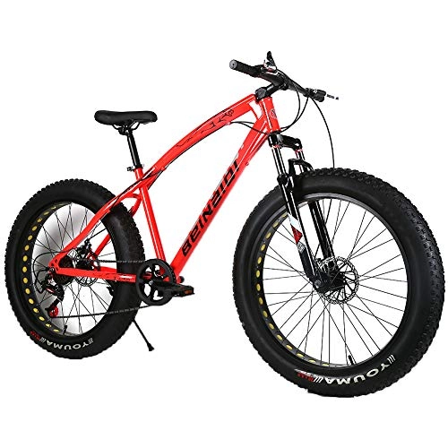 Fat Tyre Bike : YOUSR Mountain Bicycle Shock Absorption Mountain Bicycles Lightweight Unisex's Red 26 inch 21 speed