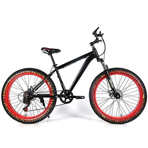 Fat Tyre Bike : YOUSR Mountain Bicycles Full Suspension Mens Bike 26" Wheel Unisex's Black 26 inch 21 speed