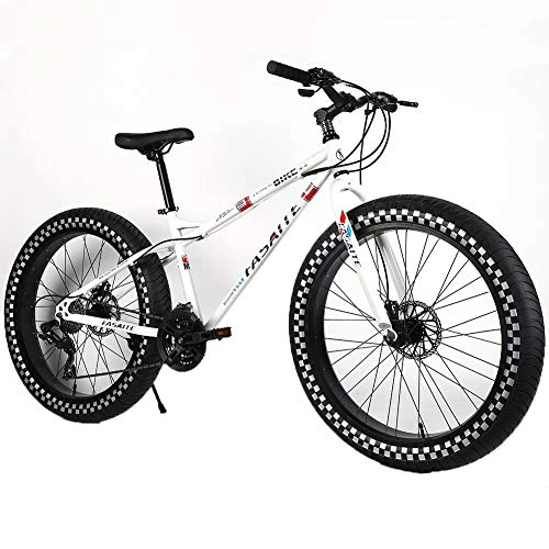 Fat Tyre Bike : YOUSR Mountain Bicycles Full Suspension Mountain Bicycles Shimano Unisex's White 26 inch 30 speed