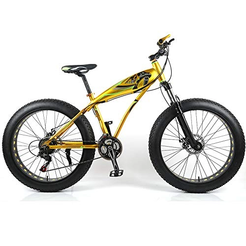 Fat Tyre Bike : YOUSR Mountain Bicycles Shock Absorption Mens Bike Folding Unisex's Gold 26 inch 21 speed