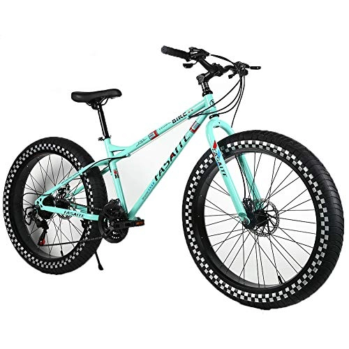 Fat Tyre Bike : YOUSR Mountain bike 24 inches Snow Bike Shimano 21 speed gear for men and women Blue 26 inch 7 speed