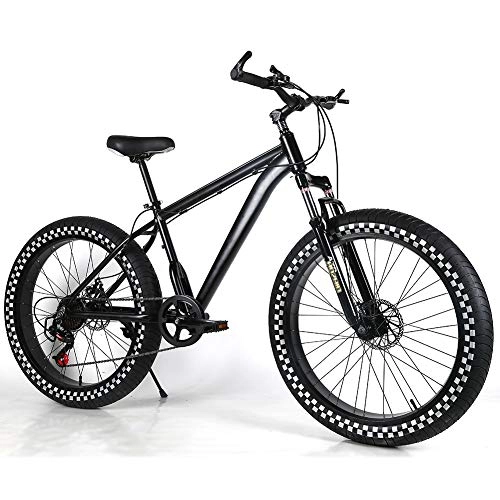 Fat Tyre Bike : YOUSR Mountain bike disc brake Snow Bike 27.5 inches for men and women Black 26 inch 24 speed