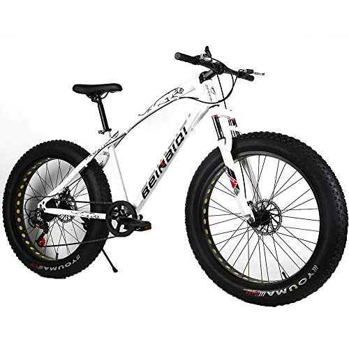 Fat Tyre Bike : YOUSR Mountain Bikes Fat Bike Mountain Bicycles Front Suspension Unisex's White 26 inch 27 speed