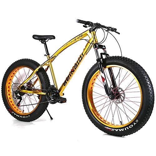 Fat Tyre Bike : YOUSR Mountain Bikes Snow Bike Mens Bike Shimano Unisex's Gold 26 inch 27 speed