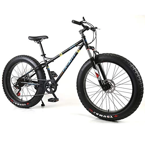 Fat Tyre Bike : YOUSR Mountain Bikes Snow Bike Mountain Bicycles Disc Brake Unisex's Black 26 inch 24 speed