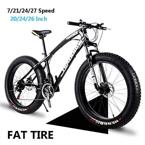 Fat Tyre Bike : YXYLD Fat Bike, Vélo De Montagne Pour Homme, Acier à Haute Teneur En Carbone, Avec Vélo De Plage à Gros Pneus De 4, 0 Pouces, Vélo Tout Terrain, Avec Siège Réglable