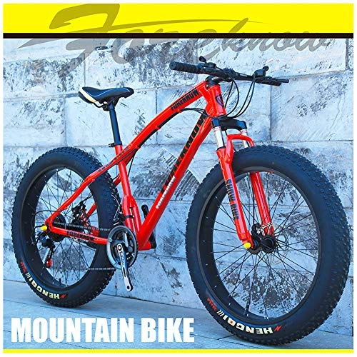 Fat Tyre Bike : YXYLD Mountain Bike Adults Men and Women, Fat Tire 26 Inch Road Bike, Variable Speed ​​Mountain Bikes, Hard Tail MTB Front Suspension, Double Disc Brake