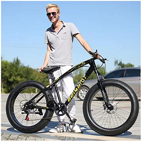 Fat Tyre Bike : YXYLD Mountain Bikes with Dual Disc Brake for Adults Men Women, All Terrain Anti-Slip Fat Tire Mountain Bicycle, High-carbon Steel Mountain Trail Bike, 24 / 26 Inch