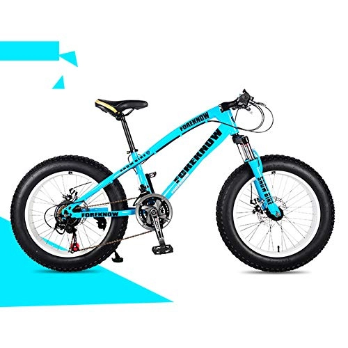 Fat Tyre Bike : ZTIANR Mountain Bicycle, 21 / 24 / 27 Speed 26Inch 4.0 Fat Bike Mountain Bike Snow Bicycle Shock Suspension, Blue, 21 speed