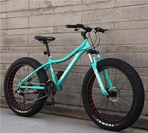 Fat Tyre Bike : ZTYD Mountain Bikes, 26Inch Fat Tire Hardtail Snowmobile, Dual Suspension Frame And Suspension Fork All Terrain Men's Mountain Bicycle Adult, Green 1, 24Speed