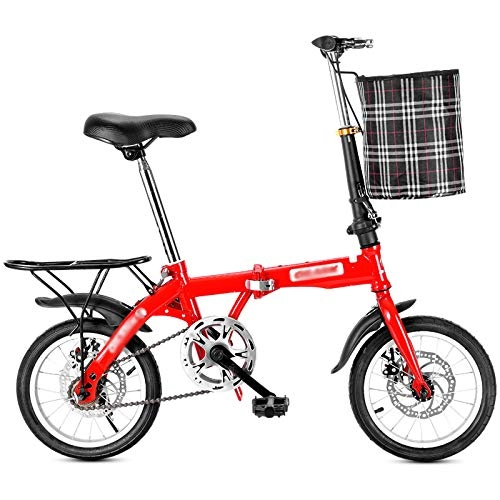 Folding Bike : 14 / 16 / 20-Inch Folding Bike for Adults, Singe Speed Spoke Wheel, Lightweight High Carbon Steel Frame, Foldable Compact Bicycle Anti-Skid And Wear-Resistant Tire, 20inch