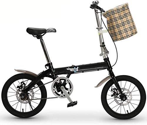 Folding Bike : 16 Inch Folding City Bike Bicycle, Mountain Road Bike Lightweight Fold Up Foldable Hybrid Bikes Commuter Full Suspension Specialized for Men Women Adult Ladies, H058ZJ