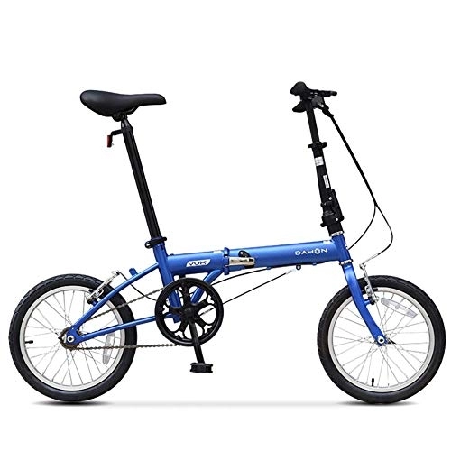 Folding Bike : 16" Mini Folding Bikes, Adults Men Women Students Light Weight Folding Bike, High-carbon Steel Reinforced Frame Commuter Bicycle, Blue FDWFN (Color : Blue)