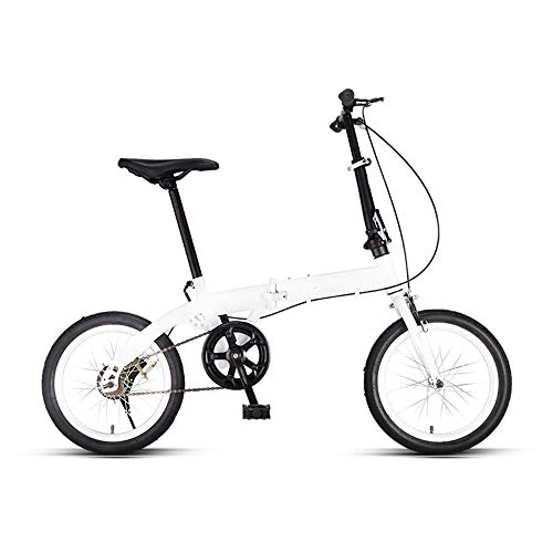 Folding Bike : 16in Adult Bikes Folding Cruiser Bike, High Strength Steel Frame Bicycle, City Compact Bicycles, Bicycle Seats for Comfort，Suitable for Ladies Students, Office Workers, Commuters ( Color : White-b )