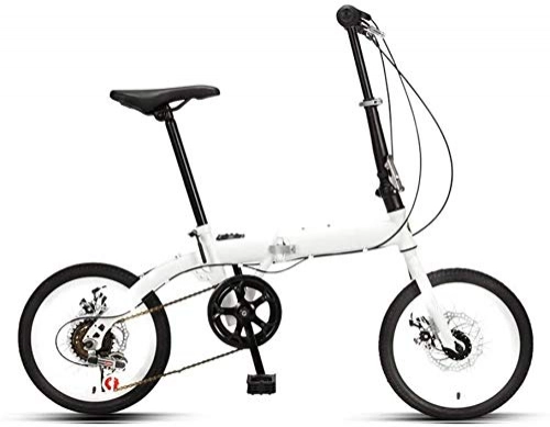Folding Bike : 16in Folding Bike Bicycle Cruiser 6 Speed Adult Student Outdoors Sport Mountain Cycling Ultralight Portable Foldable Bike for Men Women Lightweight Folding Casual Damping Bicycle ( Color : White-a )