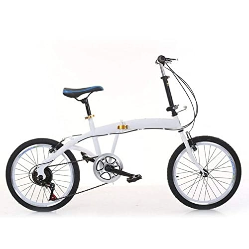 Folding Bike : 20 Inch 7 Speed Bicycles Folding Bike Double V Brake Carbon Steel 44T Bike White