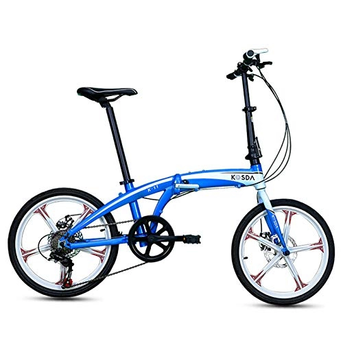 Folding Bike : 20 Inch Aluminum Alloy Ultra Light Folding Bicycle Adult Portable Children Men and Women Fashion Gift, Blue
