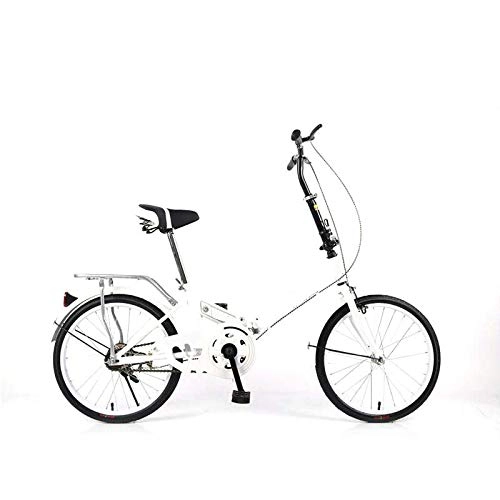 Folding Bike : 20 Inch Folding Bicycle Aluminum Folding Bike 20" Mini Bike 1 6 Speed, Foldable Urban Commuter Bicycle Foldable Bike Easy Carry white