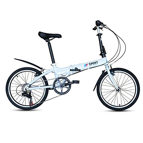 Folding Bike : 20 inch folding bike adult aluminum alloy frame lightweight mini compact city bike-white_20 inches