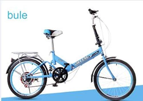 Folding Bike : 20 Inch Folding Bike for Adult Students-Blue_20 inch