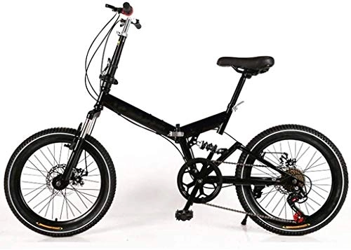 Folding Bike : 20 Inch Folding City Bike Bicycle, Mountain Road Bike Lightweight Fold Up Foldable Hybrid Bikes Commuter Full Suspension Specialized for Men Women Adult Ladies, H014ZJ (Color : Black, Size : 20in)