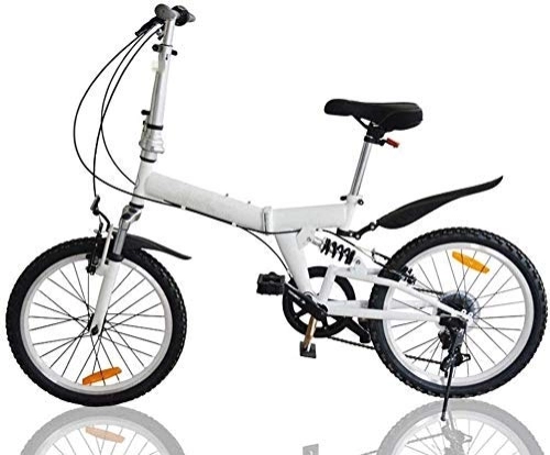 Folding Bike : 20 Inch Folding Speed Bicycle - Adult Children 6 Speed Folding Bike - Female Men's Road Bike Front Folding Bike, Blue (Color : White)