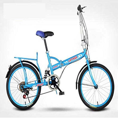 Folding Bike : 20 inch Sports and Leisure Folding Bicycle Ultra Light Portable Speed-Hole Blue Shifting_20inch