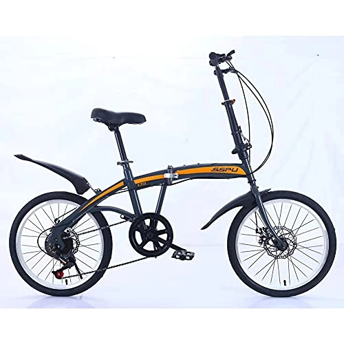 Folding Bike : 20" Lightweight Alloy Folding City Bike Bicycle, Comfortable Mobile Portable Compact Lightweight Great Suspension Folding Bike for Men Women - Students and Urban Commuters Adult / Grey+O