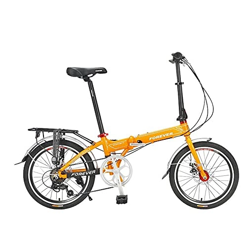 Folding Bike : 20" Lightweight Alloy Folding City Bike Bicycle, Comfortable Mobile Portable Compact Lightweight Great Suspension Folding Bike for Men Women - Students and Urban Commuters / Orange