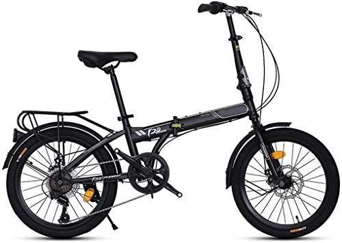 Folding Bike : 20in Folding Bike Mountain Bicycle 7 Speed Adult Student Outdoors Sport Mountain Cycling Ultra-light Portable Foldable Bike for Men Women Lightweight Folding Casual Damping Bicycle ( Color : Black )