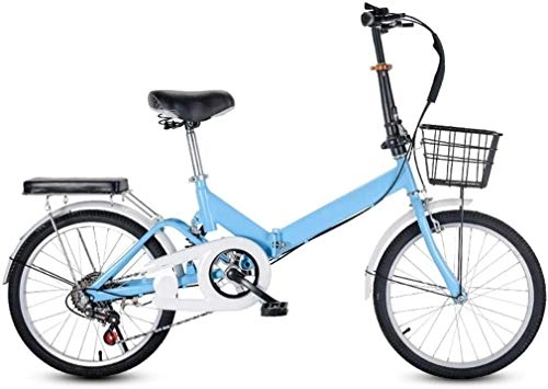 Folding Bike : 20in Folding Bike Mountain Bicycle Cruiser 6 Speed Outdoors Sport Cycling High Carbon Steel Ultralight Portable Foldable Bike for Men Women Lightweight Folding Casual Damping Bicycle ( Color : Blue )
