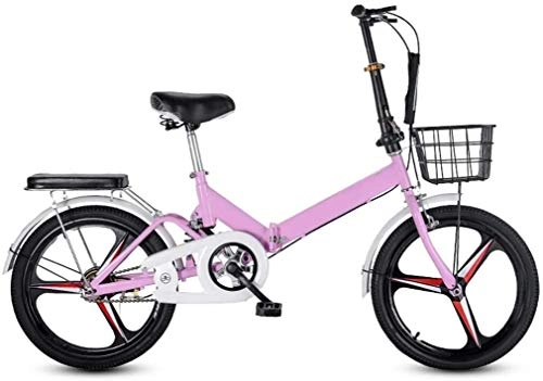 Folding Bike : 20in Folding Bike Single Speed Bicycle Cruiser Adult Student Outdoors Sport Mountain Cycling Ultralight Portable Foldable Bike for Men Women Lightweight Folding Casual Damping Bicycle ( Color : Pink )