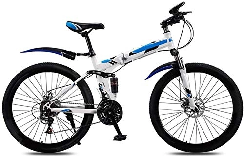 Folding Bike : 21 Inch Folding City Bike Bicycle, Mountain Road Bike Lightweight Fold Up Foldable Hybrid Bikes Commuter Full Suspension Specialized for Men Women Adult Ladies, H011ZJ