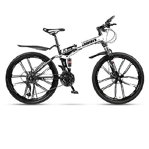 Folding Bike : 21 Speed Bike All-Terrain Mountain Bike 26 Inch Lightweight Small Portable Bicycle Adult Student Riding Feels Relaxed and Comfortable-Black and white_26 inches