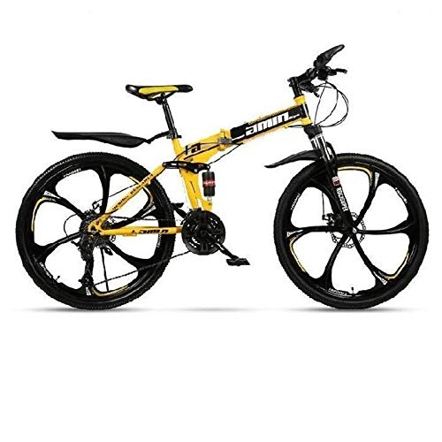 Folding Bike : 21 Speed Bike All-Terrain Mountain Bike 26 Inch Lightweight Small Portable Bicycle Adult Student Riding Feels Relaxed and Comfortable-Black and yellow_26 inches