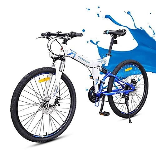 Folding Bike : 24" 24 Speed Lightweight Alloy Folding City Bike Bicycle, Comfortable Mobile Portable Compact Lightweight Great Suspension Folding Bike for Men Women - Students and Urban Commuters / Blue