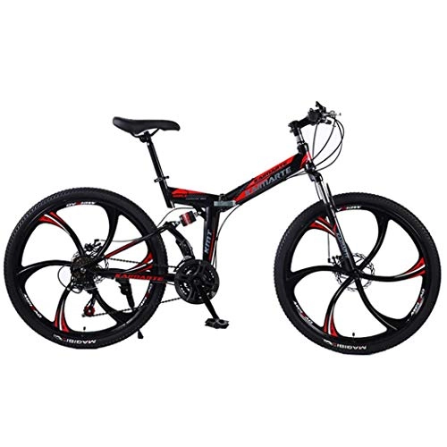 Folding Bike : 24 / 26 inch Mountain Bike, Fat Tire Foldable Bike Outroad Bicycles, Variable Speed Disc Brake, High Carbon Steel Road Bikes for Adults Students, D 21 Speed, 26 inch